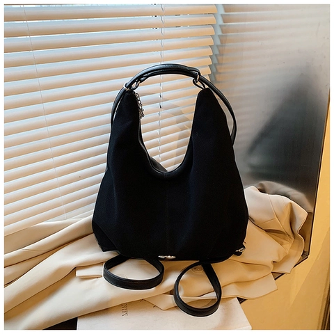 Women Large Capacity Frosted PU Hobo Bag Minimalist Solid Color Shoulder Bag Multi-functional Handbag For Daily Commuting