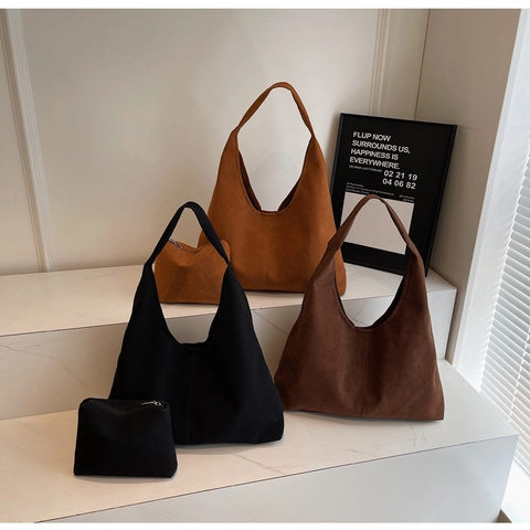 Große Samt Hobo Umhängetasche Für Damen Minimalistische Commute Tote Bag Mit Passendem Beutel Vintage Braune Handtasche