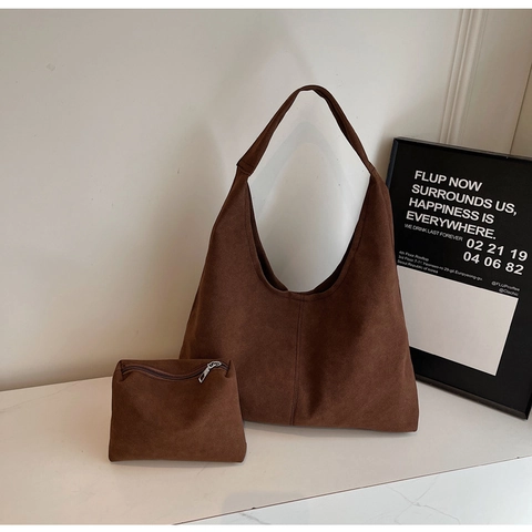 Große Samt Hobo Umhängetasche Für Damen Minimalistische Commute Tote Bag Mit Passendem Beutel Vintage Braune Handtasche