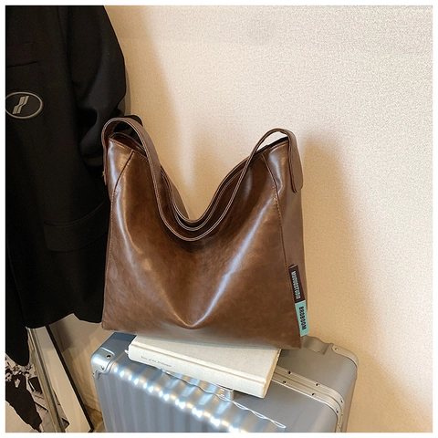 Damen Große Kapazität Vintage PU Leder Tragetasche Mode Minimalistisch Hobo Umhängetasche Alltag Pendeln Handtasche