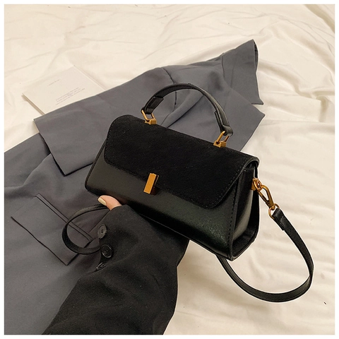 Damen Retro PU Mattleder Schultertasche Urban Minimalistisch Gespleißte Handtasche Mit Metallschloss Elegante Pendler Umhängetasche