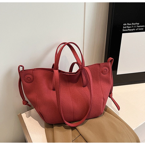 Bolso de Mano de Cuero PU para Mujer de Moda Bolso de Hombro de Gran Capacidad Con Diseño de Cordón Bolso Minimalista Simple