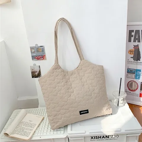 Damen Herz-Steppung Tragetasche Große Kapazität Verbundstoff Umhängetasche Lässig Einfach Handtasche Für Den Täglichen Gebrauch Einkaufen