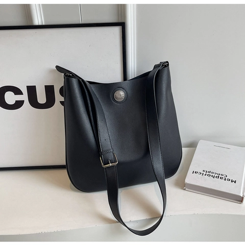 Damen Minimalistische PU-Leder Umhängetasche Luxus Litschi-Muster Eimer Tasche Mode Große Tote Handtasche Für Den Alltag