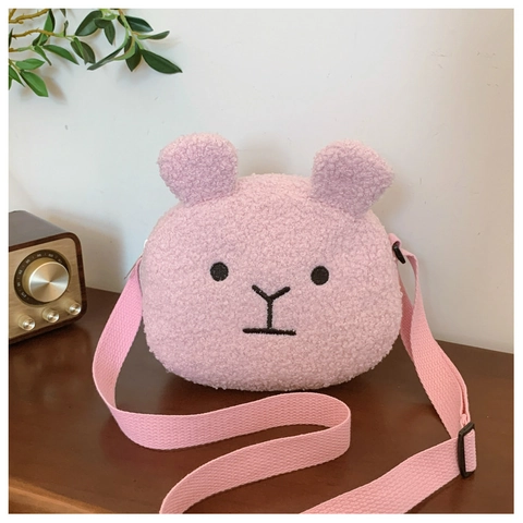 Cute Cartoon Bear Plush Crossbody Bag For Kids Women Lambswool Small Shoulder Bag Animal Shaped Sherpa Fleece Purse Gift