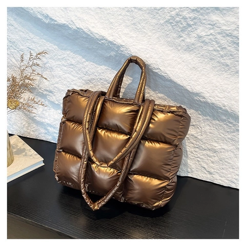 Bolso Tote Acolchado de Moda para Mujer de Gran Capacidad Bolso de Hombro Acolchado para Otoño Invierno Conmutar Minimalista