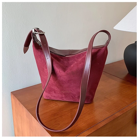 Bolso de Hombro para Mujer Gran Capacidad PU Esmerilado Textura Gamuza Bolso Hobo Fashion & Bags Estampado Letras Bolso Tote