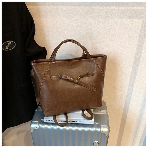 Borsa Tote in Pelle PU a Cera d'Olio Vintage per Donna Grande Capacità Borsa a Tracolla Multifunzionale e Zaino Borsa Casual