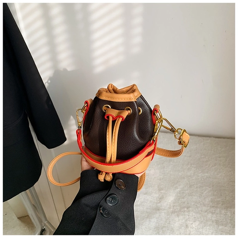 Mini Borsa a Secchiello con Coulisse per Bambini e Ragazze in Pelle PU Trama Litchi Borsa a Tracolla Piccola alla Moda