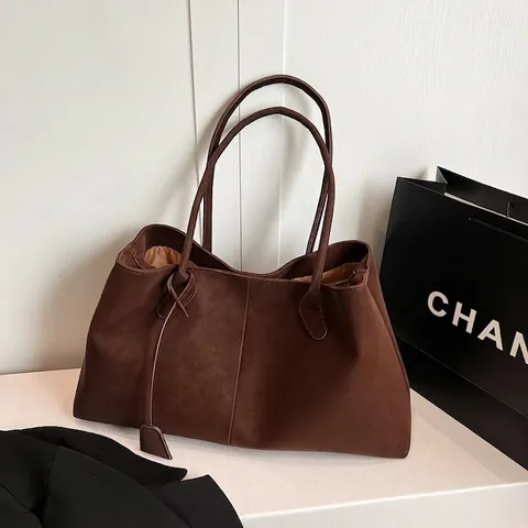 Borsa Shopping da Donna Grande Capacità Effetto Camoscio Pelle PU Minimalista Borsa a Spalla Pendolarismo Moda Borsa a Mano
