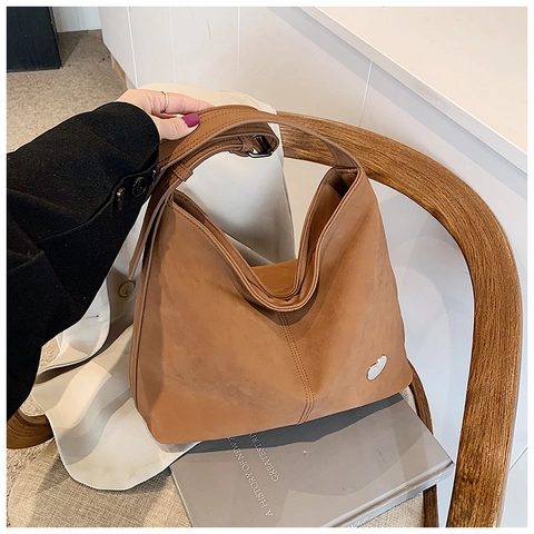 Damen Große Kapazität PU Leder Hobo Schultertasche Minimalistisch Breiter Gurt Tote Crossbody Tasche Mode Täglich Vielseitig Satchel