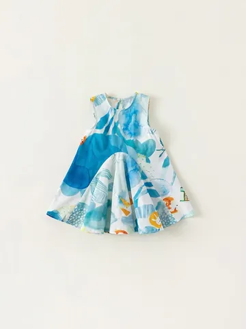 Vestito a Trapezio Senza Maniche in Cotone per Bambine con Stampa Graffiti Artistici Casual Estivo Abbigliamento Quotidiano