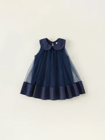 Vestito da Principessa in Rete Senza Maniche per Bambina Con Colletto Peter Pan Dolce Tulle Morbida Fodera in Cotone per Bambini