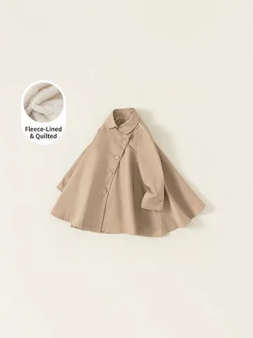 Mädchen A-Linie Trenchcoat Kinder Poncho Stil Windjacke Khaki Baumwollmischung Jacke Mittellang Frühling Herbst Außenbekleidung