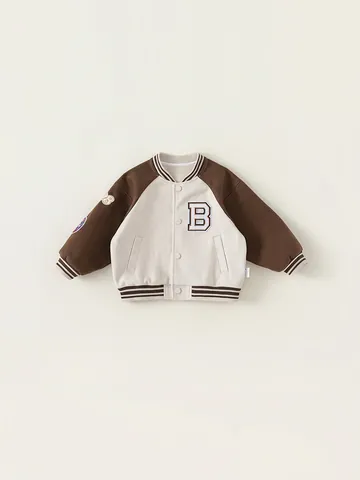 Παιδικό Τζάκετ Varsity Αμερικανικού Στυλ Color Block Patchwork Παλτό με Κεντημένο Γράμμα Παιδικά Ρούχα Άνοιξη Φθινόπωρο