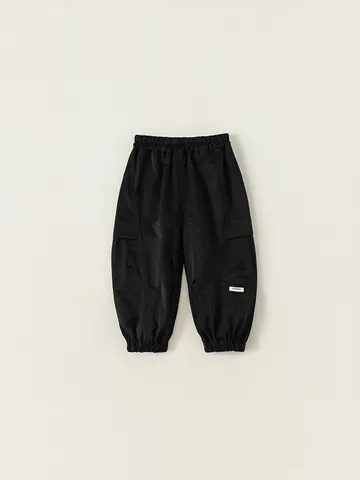 Casual Kids Cotton Cargo Pants For Boys Girls Elastic Waist Solid Color Pockets Spring Autumn Children Long Trousers Fashion