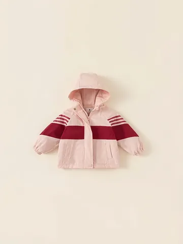 Chaqueta Acolchada con Capucha para Niñas Cortavientos de Poliéster Bloques de Color Engrosada Cálida Ropa de Abrigo Abrigo de Invierno Casual para Niños