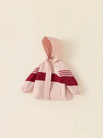 Chaqueta Acolchada con Capucha para Niñas Cortavientos de Poliéster Bloques de Color Engrosada Cálida Ropa de Abrigo Abrigo de Invierno Casual para Niños