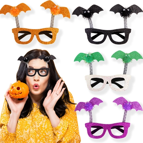 Halloween Bat Party Glasses Glitter Spooky Eyeglasses Frame Spring Bat Photography Props Festive Costume Accessories