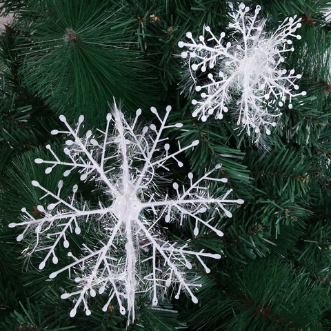 Decorazioni Appese Fiocchi Di Neve Bianchi Plastica Luccicante Tinsel Tridimensionale Per Albero Di Natale Festa Decorazione Finestra