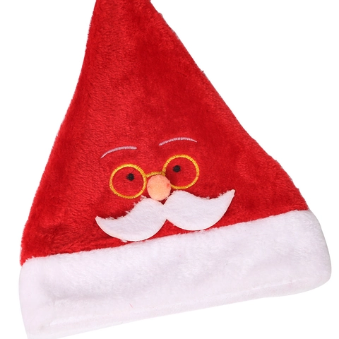 Embroidered Plush Christmas Hat For Adults Kids Santa Claus Design Red White Soft Fleece Xmas Party Costume Accessory