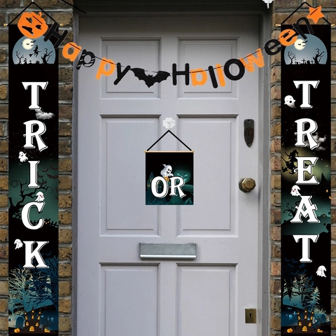 Set di Striscioni per Portico di Halloween Trick Or Treat Happy Halloween Decorazioni per Porte per Esterni Interni Casa Festa