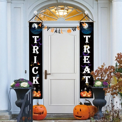 Set di Striscioni per Portico di Halloween Trick Or Treat Happy Halloween Decorazioni per Porte per Esterni Interni Casa Festa