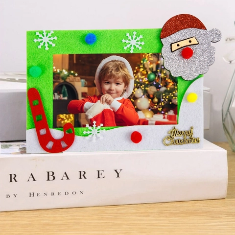 Marco de Fotos de Fieltro DIY de Navidad Dibujos Animados Reno Papá Noel Marcos de Fotos Para Niños Regalo Fiesta Decoración