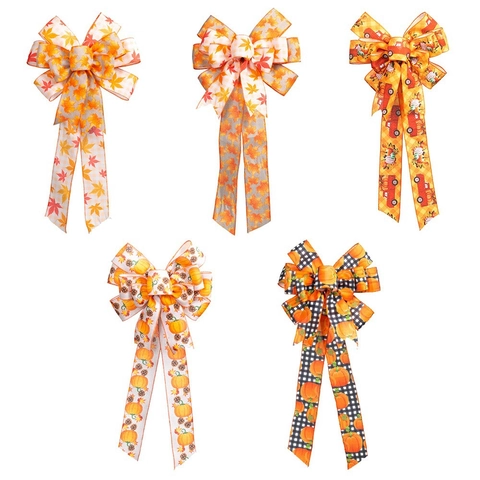 Decorazione a Fiocco con Foglia di Acero del Ringraziamento Zucca Camion Grande Fiocco Pendente per Festa Casa