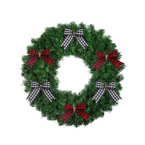 Décoration de Nœud à Carreaux Buffalo de Noël pour Couronne Sapin Polyester Rustique Corde de Jute Ornement Maison Fête