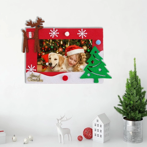 Marco de Fotos de Fieltro DIY de Navidad Dibujos Animados Reno Papá Noel Marcos de Fotos Para Niños Regalo Fiesta Decoración