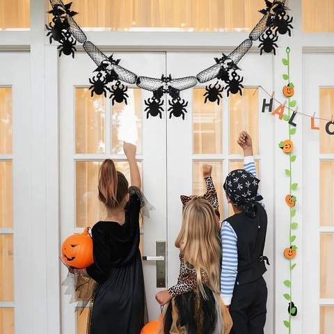 Guirnalda de Panal Halloween PET Araña Murciélago Calabaza Fantasma Cala Vera Banner Colgante Decoración Fiesta Espeluznante