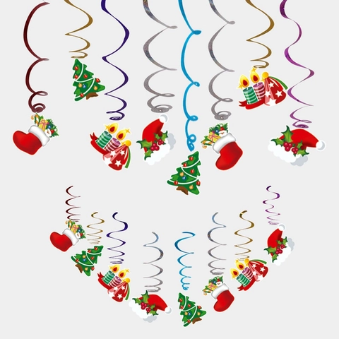 Decorazioni Natalizie Spirale Appesa Ornamenti Cartone Animato Babbo Natale Pupazzo di Neve Renna PVC Carta Ghirlanda Festa