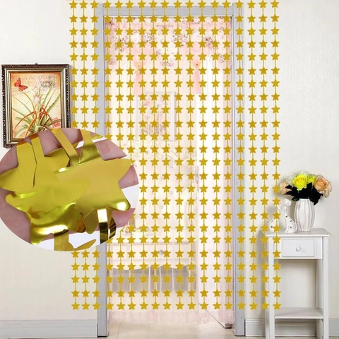 Metallic Star Foil Fringe Curtain For Birthday Party Backdrop Pentagram Rain Silk String Home Decor Celebration Wall Decor