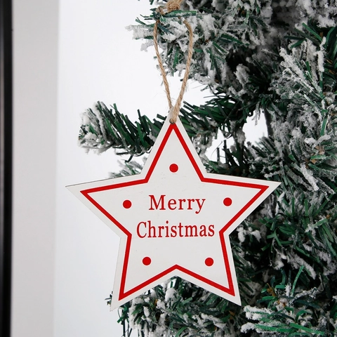 Adornos Colgantes de Estrella de Madera de Navidad Letra Merry Christmas Decoraciones de Estrellas para Árbol Casa