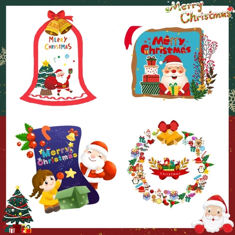 Autocollants Statiques de Noël pour Fenêtres en PVC Père Noël Renne Flocon de Neige Stickers pour Boutique Maison Porte en Verre Décoration