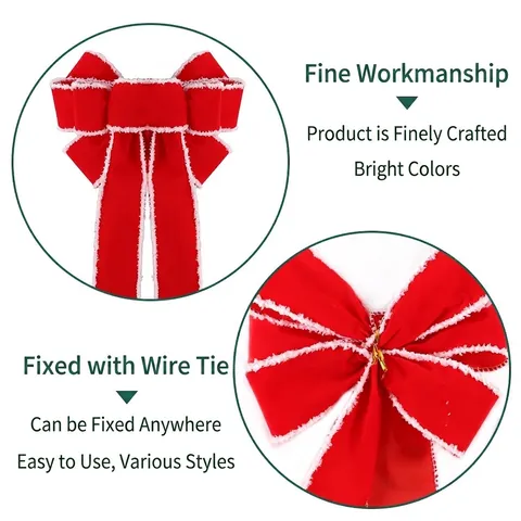 Kerst Decoratieve Fluwelen Strikken Grote Rode Boom Ornamenten Voor Vakantie Thuis Feest DIY Krans Guirlande Decoratie