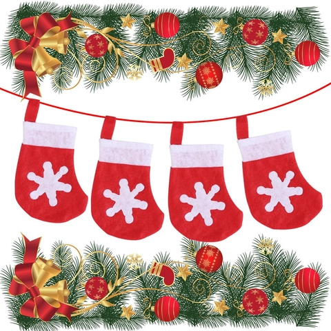 Weihnachten Schneeflocke Strumpf Anhänger Vliesstoff Rot Weiß Plüschmanschette Hängende Ornamente Für Feiertag Party Baum Deko