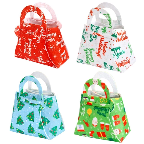 Sacchetto Regalo di Natale in Feltro con Motivi Animati Natalizi per Caramelle Decorazione Festa Bambini Mini Borsetta Regalo