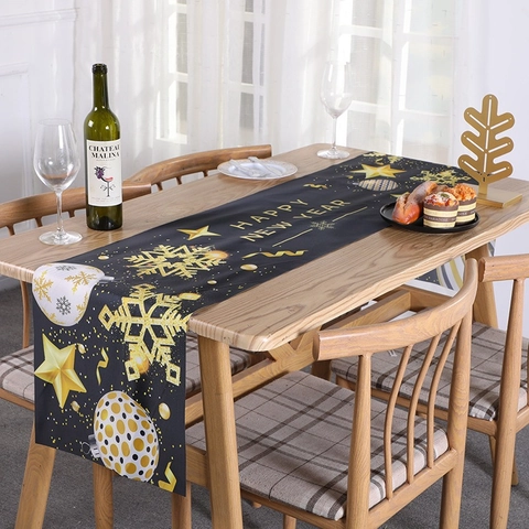 Weihnachten Tischläufer Rot Schwarz Karo Rentier Schneeflocke Bedruckt Polyester Tischdecke Feiertag Home Party Tischdeko