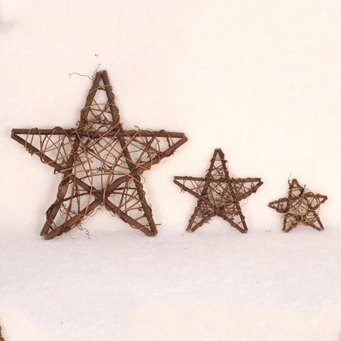 Handgefertigte Rattan Gewebte Weihnachtsbaum Pentagramm Ornamente Naturholz Rebe Hängende Dekor Für Weihnachten Party Fenster Display Haus Dekorationen