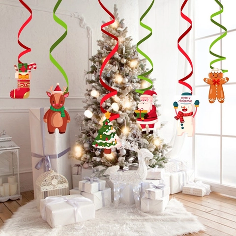 Weihnachten Hängende Spiraldekorationen Cartoon Rudolph Gnom Weihnachtsmann PVC Spirale Anhänger Für Xmas Party Decken Deko