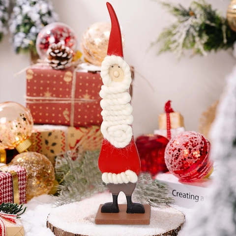 Kerst Houten Kerstman Bureau Ornament Met Vilt Baard Handgemaakte Festival Feest Layout Props Huis Decoratie Ambacht