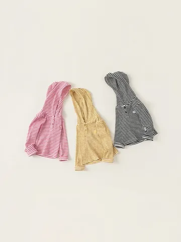 Toddler Girls Hooded Striped T-Shirt Long Sleeve Cotton Blend Casual Top For Kids Spring Autumn Patch Basic Pullover