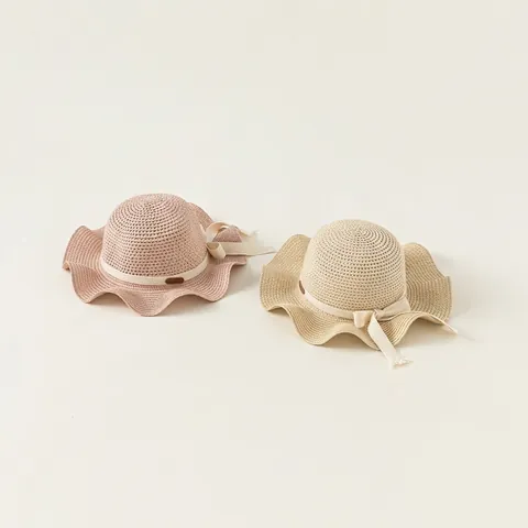 Cappello Di Paglia Per Bambine Con Tesa Ondulata E Fiocco Cappello Da Sole In Paglia Per Bambini Spiaggia Vacanze Estive