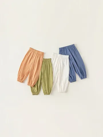 Kids Mosquito Pants Viscose Lightweight Breathable Lantern Pants For Toddler Boys Girls Casual Summer Solid Color Long Trousers