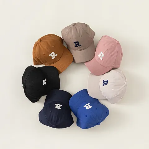 Casquette de Baseball en Coton pour Enfants Broderie Lettre R Chapeau Pare-soleil Garçons Filles Vintage Américain Réglable