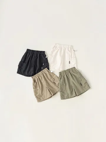 Jongens Casual Cargo Shorts Zomer Losse Elastische Taille Outdoor Shorts Lichtgewicht Nylon Polyester Mix Kinderen Zakken Shorts