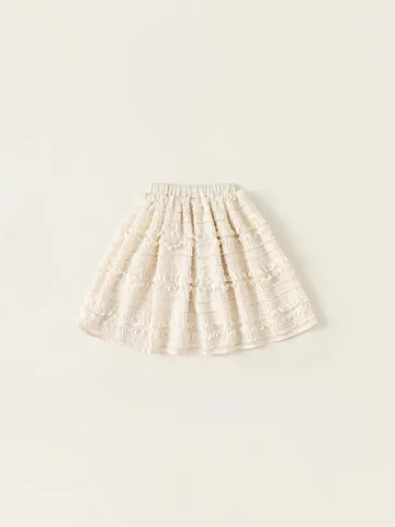 Mädchen Stufenrock Rüschen Polyester Beige Süßer Stil Sommer Casual Rock Für Kinder Schule Alltag Atmungsaktiv Rock