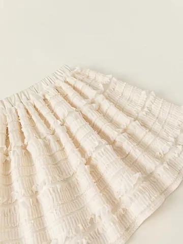 Mädchen Stufenrock Rüschen Polyester Beige Süßer Stil Sommer Casual Rock Für Kinder Schule Alltag Atmungsaktiv Rock